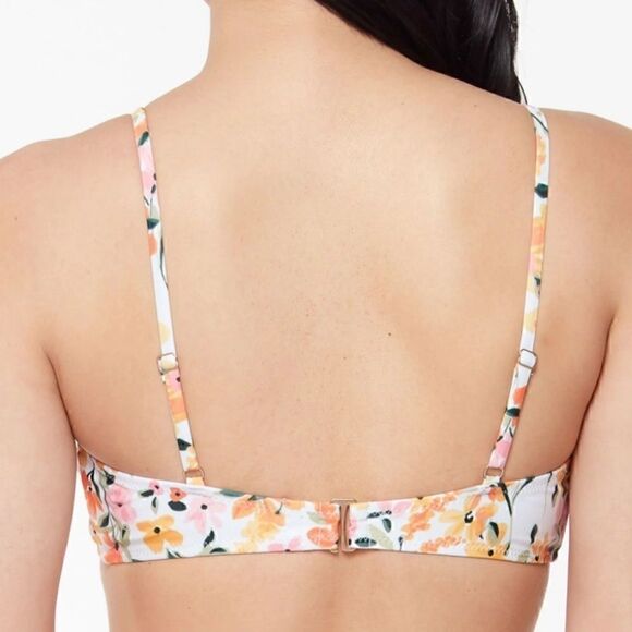 Jessica Simpson Summer Dreaming Ruched Front Top Bikini Sunset Tie Swim NEW L - Picture 9 of 10